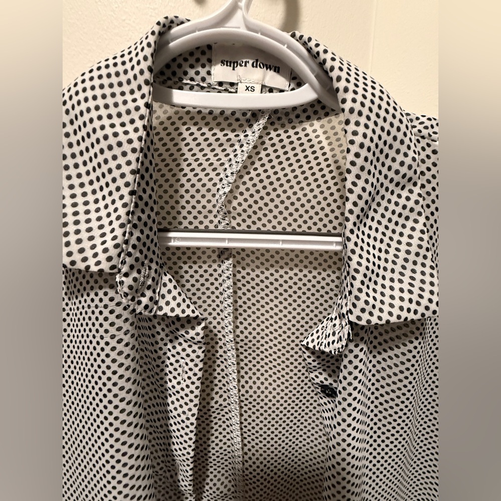 Superdown Black and White Polka Dot Shirt